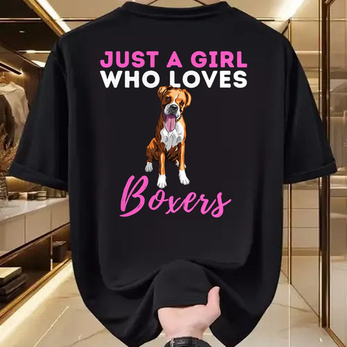 Dog Love Shirt, Dog Lover Gift T-Shirt/Hoodie/Sweatshirt HLT00 - Just A Girl Who Loves Boxers - Cute German Boxer Dog Owner T-Shirt