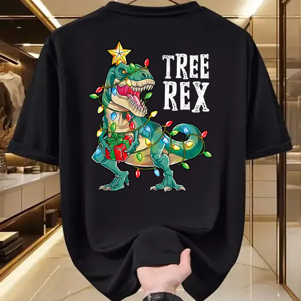 Best Dinosaur Lover Shirt, Funny Dinosaur UnisexT-Shirt/Hoodie/Sweatshirt HLT00 - Dinosaur Christmas Tree Rex Pajamas Men Boys Xmas Lights T-Shirt Small