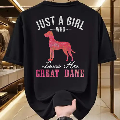Dog Love Shirt, Dog Lover Gift T-Shirt/Hoodie/Sweatshirt HLT00 - Just A Girl Who Loves Her Great Dane Dog Owner Gift T-Shirt
