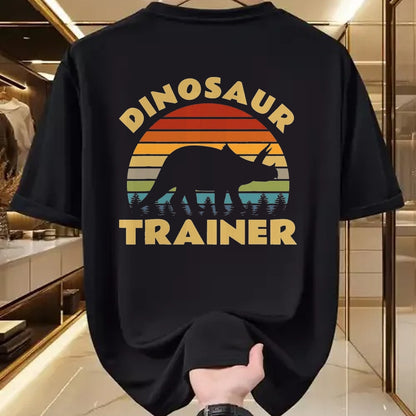 Best Dinosaur Lover Shirt, Funny Dinosaur UnisexT-Shirt/Hoodie/Sweatshirt HLT00 - Dinosaur Trainer Halloween Costume Retro Sunset Dino Outline T-Shirt, Men, Black, 3X-Large