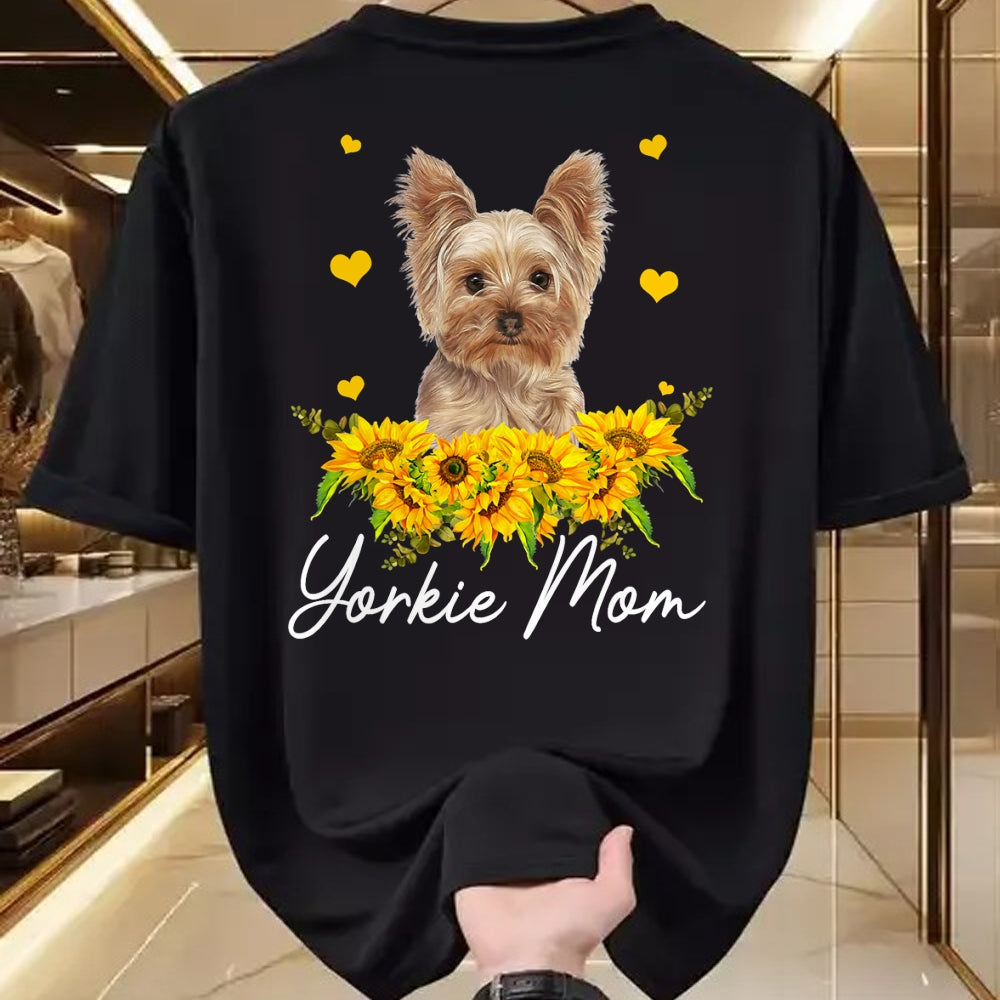 Dog Love Shirt, Dog Lover Gift T-Shirt/Hoodie/Sweatshirt HLT00 - Womens Sunflower Yorkie Mom Dog Lover T-Shirt