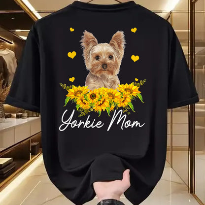 Dog Love Shirt, Dog Lover Gift T-Shirt/Hoodie/Sweatshirt HLT00 - Womens Sunflower Yorkie Mom Dog Lover T-Shirt