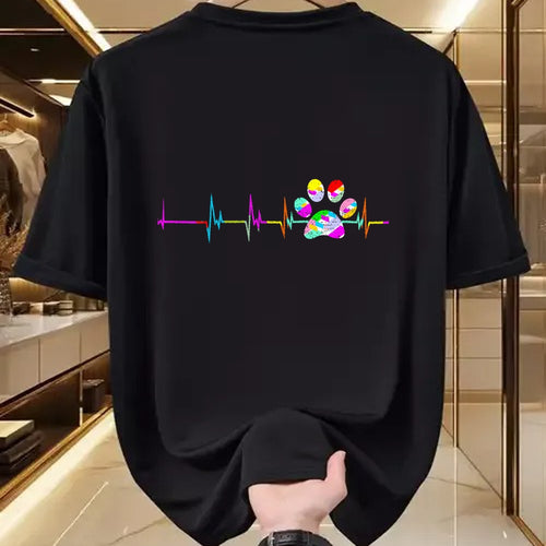 Dog Love Shirt, Dog Lover Gift T-Shirt/Hoodie/Sweatshirt HLT00 - Womens Dog Paw Print Heartbeat Shirt Women Girls Mom Love Dogs V-Neck T-Shirt