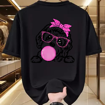 Dog Love Shirt, Dog Lover Gift T-Shirt/Hoodie/Sweatshirt HLT00 - Cavapoo dog mom with bubble gum bandana glasses T-Shirt