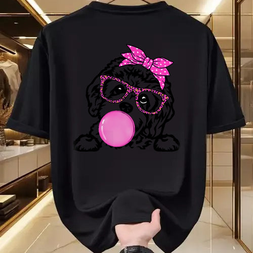 Dog Love Shirt, Dog Lover Gift T-Shirt/Hoodie/Sweatshirt HLT00 - Cavapoo dog mom with bubble gum bandana glasses T-Shirt