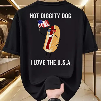 Dog Love Shirt, Dog Lover Gift T-Shirt/Hoodie/Sweatshirt HLT00 - Hot Diggity Dog I Love USA - Funny Fourth of July T-Shirt (1)