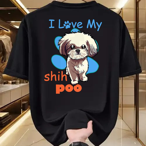 Dog Love Shirt, Dog Lover Gift T-Shirt/Hoodie/Sweatshirt HLT00 - I Love My Shih Poo Shirt Best Dog Lover Paw Print Christmas T-Shirt
