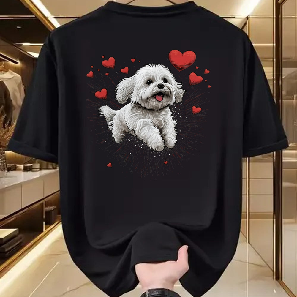 Dog Love Shirt, Dog Lover Gift T-Shirt/Hoodie/Sweatshirt HLT00 - Maltese dog Love Heart for Valentines Day Maltese dog Lover T-Shirt