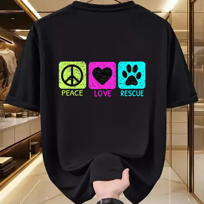 Dog Love Shirt, Dog Lover Gift T-Shirt/Hoodie/Sweatshirt HLT00 - Peace Love Rescue Dogs Distressed Graphic Animal Lovers Long Sleeve T-Shirt