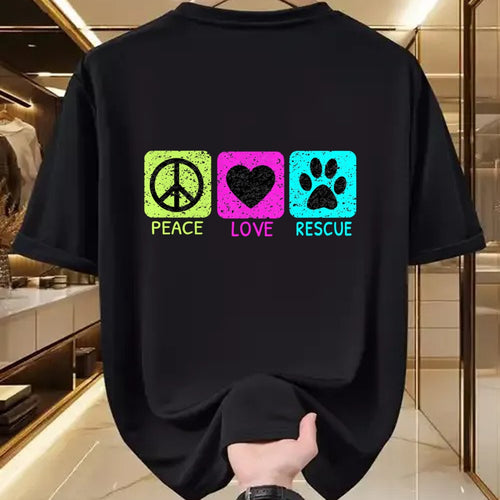 Dog Love Shirt, Dog Lover Gift T-Shirt/Hoodie/Sweatshirt HLT00 - Peace Love Rescue Dogs Distressed Graphic Animal Lovers Long Sleeve T-Shirt