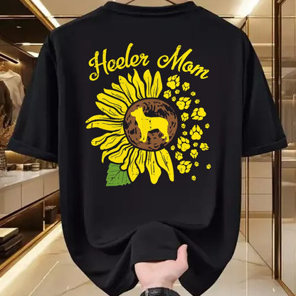 Dog Love Shirt, Dog Lover Gift T-Shirt/Hoodie/Sweatshirt HLT00 - Heeler Mom Sunflower Paw Blue Red Australian Cattle Dog Gift T-Shirt