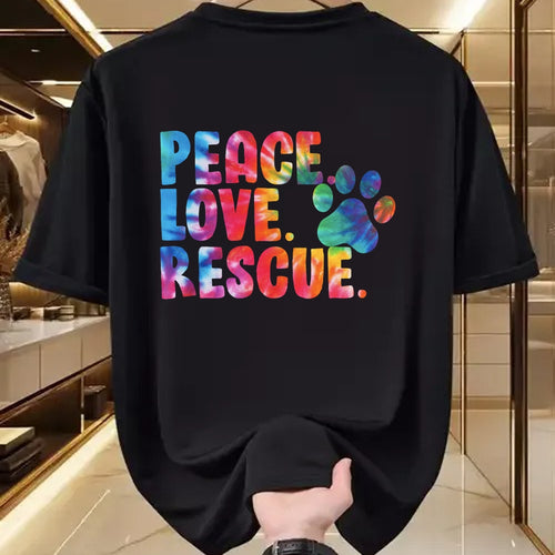 Dog Love Shirt, Dog Lover Gift T-Shirt/Hoodie/Sweatshirt HLT00 - Peace Love Rescue Dog Lover Parent Adopted Tie Dye T-Shirt