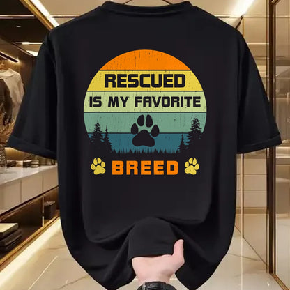 Dog Love Shirt, Dog Lover Gift T-Shirt/Hoodie/Sweatshirt HLT00 - Love Dogs Rescue Rescued Is My Favorite Breed Vintage Paw T-Shirt
