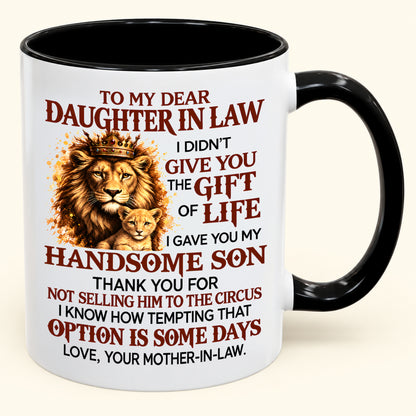 "DEAR DAUGHTER IN LAW" - Gift Accent Coffee Mug From Mother In Law - TOBY00 (SKU2610-892)