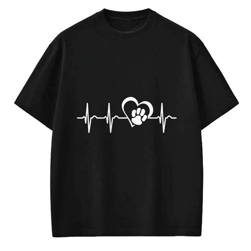 Dog Love Shirt, Dog Lover Gift T-Shirt/Hoodie/Sweatshirt HLT00 - Heartbeat dog paw heart dog love T-Shirt