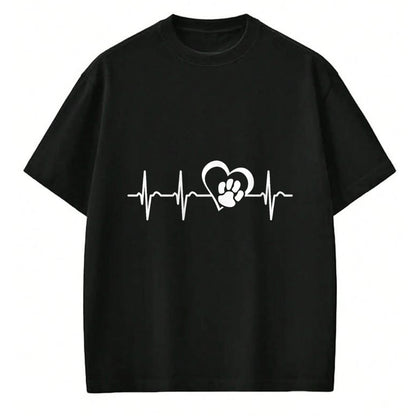 Dog Love Shirt, Dog Lover Gift T-Shirt/Hoodie/Sweatshirt HLT00 - Heartbeat dog paw heart dog love T-Shirt