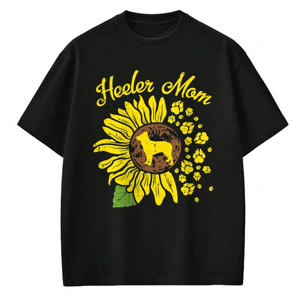 Dog Love Shirt, Dog Lover Gift T-Shirt/Hoodie/Sweatshirt HLT00 - Heeler Mom Sunflower Paw Blue Red Australian Cattle Dog Gift T-Shirt