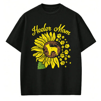 Dog Love Shirt, Dog Lover Gift T-Shirt/Hoodie/Sweatshirt HLT00 - Heeler Mom Sunflower Paw Blue Red Australian Cattle Dog Gift T-Shirt