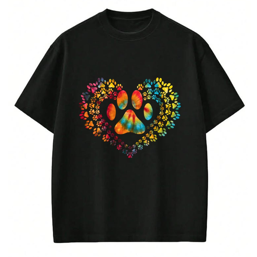 Dog Love Shirt, Dog Lover Gift T-Shirt/Hoodie/Sweatshirt HLT00 - Tie Dye Love Dog Paw Print Heart Animal Lover T-Shirt