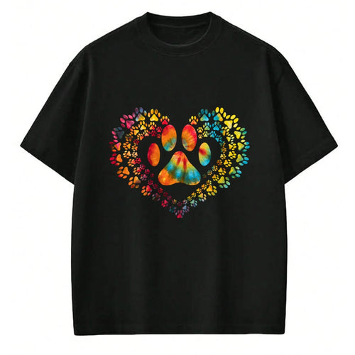 Dog Love Shirt, Dog Lover Gift T-Shirt/Hoodie/Sweatshirt HLT00 - Tie Dye Love Dog Paw Print Heart Animal Lover T-Shirt
