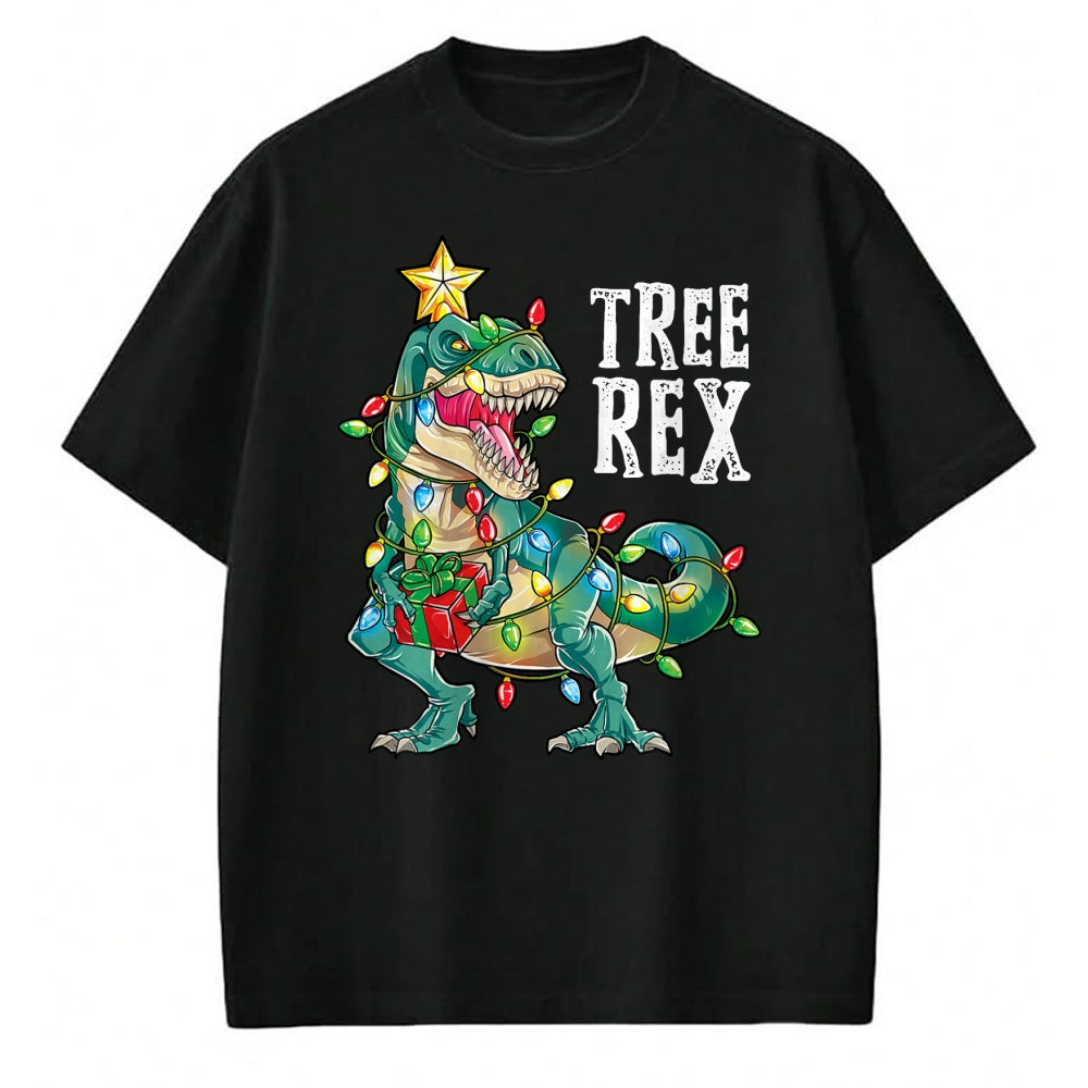 Best Dinosaur Lover Shirt, Funny Dinosaur UnisexT-Shirt/Hoodie/Sweatshirt HLT00 - Dinosaur Christmas Tree Rex Pajamas Men Boys Xmas Lights T-Shirt Small