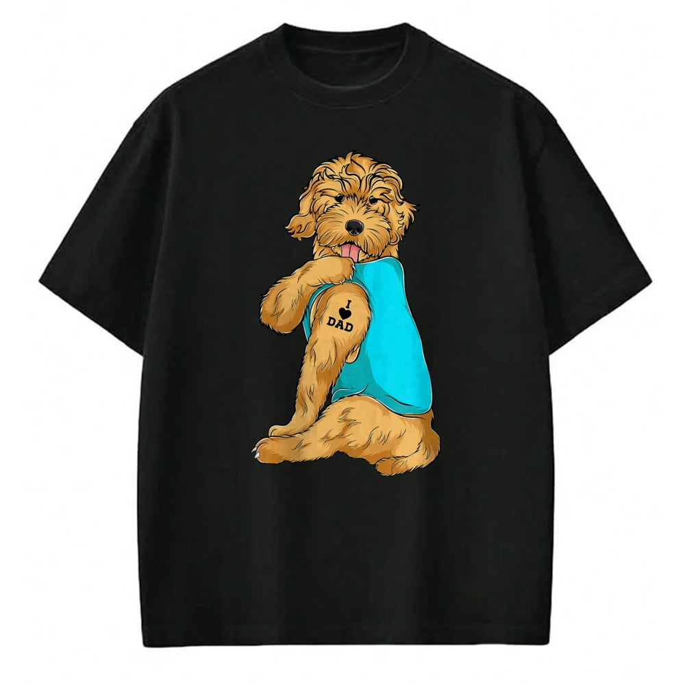 Dog Love Shirt, Dog Lover Gift T-Shirt/Hoodie/Sweatshirt HLT00 - Golden Doodle I Love Dad Tattoo Apparel, Dog Dad Gifts Dads T-Shirt
