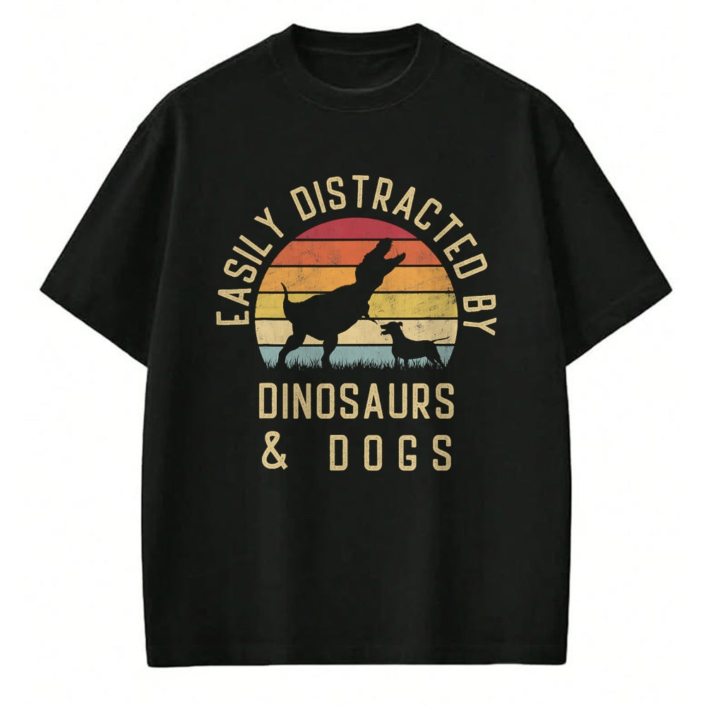 Best Dinosaur Lover Shirt, Funny Dinosaur UnisexT-Shirt/Hoodie/Sweatshirt HLT00 - Easily distracted by Dinosaurs and dogs I heart Dinosaur dog T-Shirt