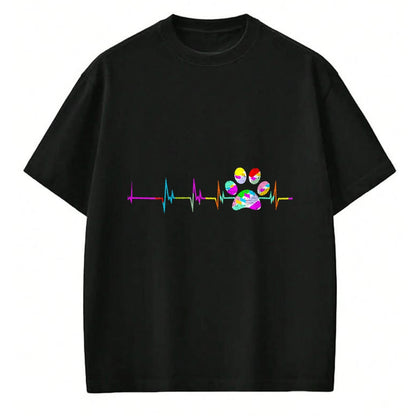 Dog Love Shirt, Dog Lover Gift T-Shirt/Hoodie/Sweatshirt HLT00 - Womens Dog Paw Print Heartbeat Shirt Women Girls Mom Love Dogs V-Neck T-Shirt