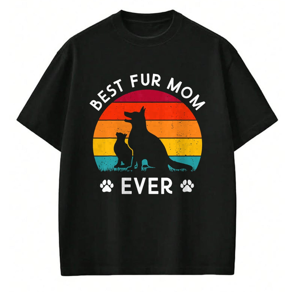 Dog Love Shirt, Dog Lover Gift T-Shirt/Hoodie/Sweatshirt HLT00 - Funny Best Fur MOM Ever Vintage Retro Dog and Cat Owner Love T-Shirt (2)