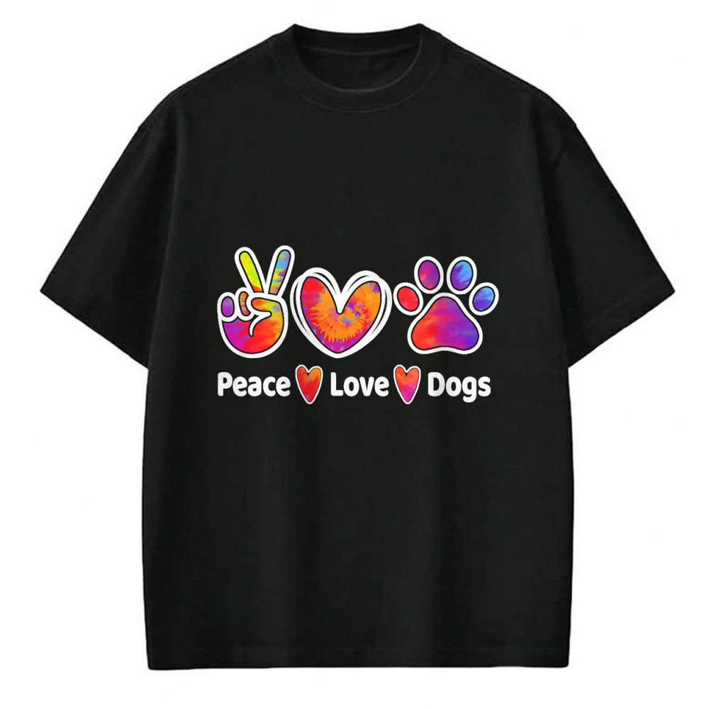 Dog Love Shirt, Dog Lover Gift T-Shirt/Hoodie/Sweatshirt HLT00 - Dog Lover Peace Love Dogs Funny Cute Puppy Paw Tie Dye T-Shirt
