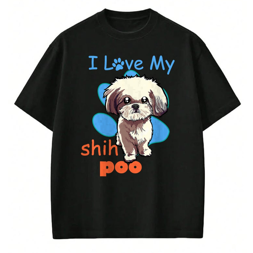 Dog Love Shirt, Dog Lover Gift T-Shirt/Hoodie/Sweatshirt HLT00 - I Love My Shih Poo Shirt Best Dog Lover Paw Print Christmas T-Shirt