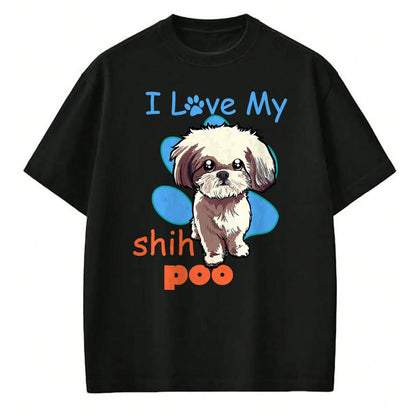 Dog Love Shirt, Dog Lover Gift T-Shirt/Hoodie/Sweatshirt HLT00 - I Love My Shih Poo Shirt Best Dog Lover Paw Print Christmas T-Shirt