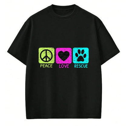 Dog Love Shirt, Dog Lover Gift T-Shirt/Hoodie/Sweatshirt HLT00 - Peace Love Rescue Dogs Distressed Graphic Animal Lovers Long Sleeve T-Shirt