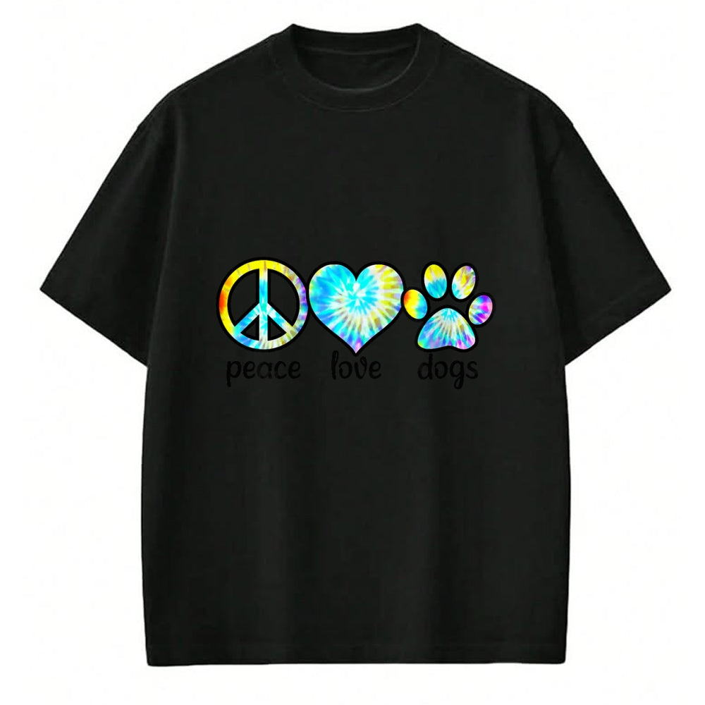 Dog Love Shirt, Dog Lover Gift T-Shirt/Hoodie/Sweatshirt HLT00 - Dog Love Shirt Dog Mom Dog Dads Gift Peace Love Dogs Tie Dye T-Shirt