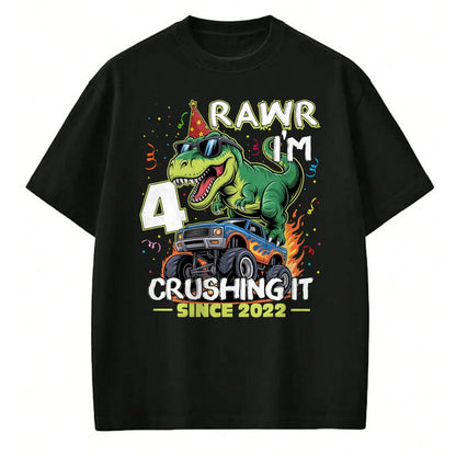 Best Dinosaur Lover Shirt, Funny Dinosaur UnisexT-Shirt/Hoodie/Sweatshirt HLT00 - 4th Birthday Monster Truck Dinosaur 4 Years Old Birthday Boy T-Shirt