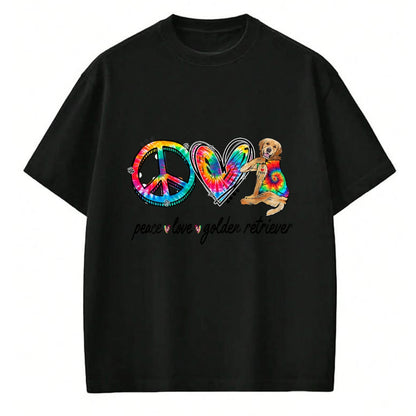 Dog Love Shirt, Dog Lover Gift T-Shirt/Hoodie/Sweatshirt HLT00 - Peace Love Golden Retriever Tie Dye Rainbow Dog Lover T-Shirt