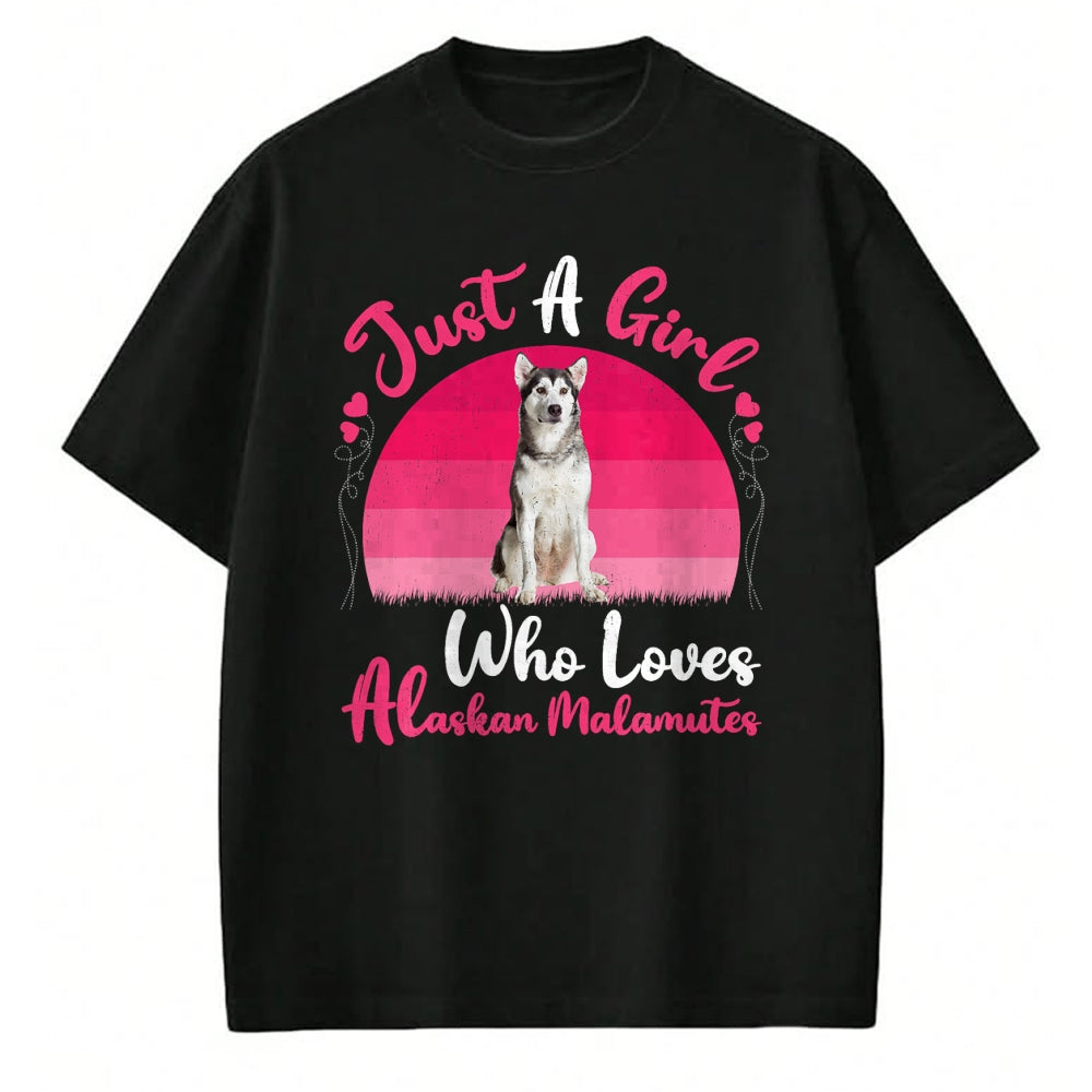 Dog Love Shirt, Dog Lover Gift T-Shirt/Hoodie/Sweatshirt HLT00 - Vintage Dog Lover Just A Girl Who Loves Alaskan Malamutes T-Shirt