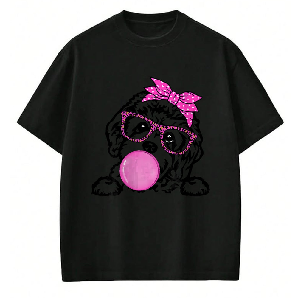 Dog Love Shirt, Dog Lover Gift T-Shirt/Hoodie/Sweatshirt HLT00 - Cavapoo dog mom with bubble gum bandana glasses T-Shirt