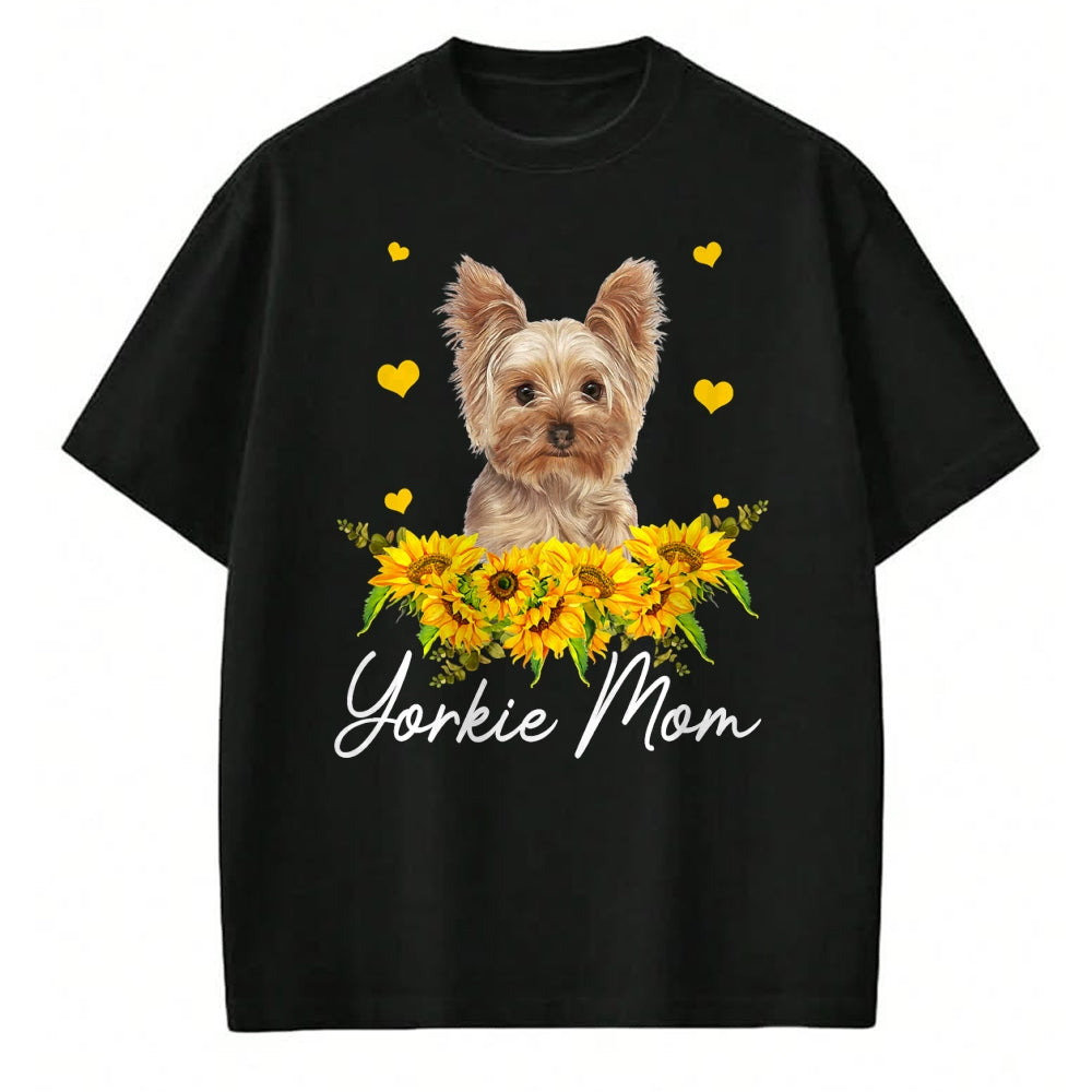Dog Love Shirt, Dog Lover Gift T-Shirt/Hoodie/Sweatshirt HLT00 - Womens Sunflower Yorkie Mom Dog Lover T-Shirt