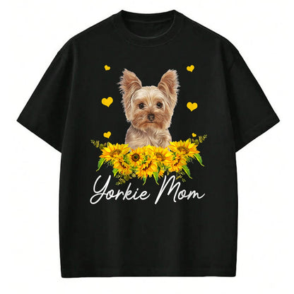 Dog Love Shirt, Dog Lover Gift T-Shirt/Hoodie/Sweatshirt HLT00 - Womens Sunflower Yorkie Mom Dog Lover T-Shirt