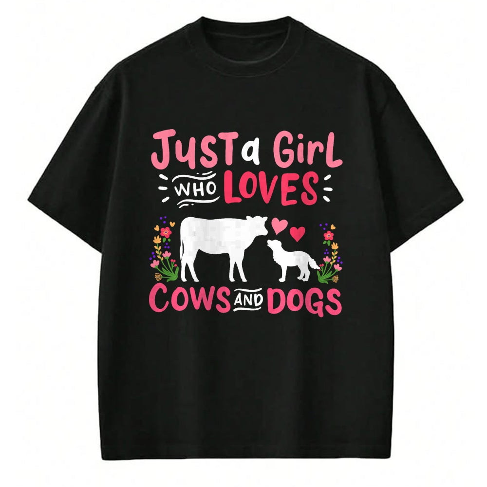 Dog Love Shirt, Dog Lover Gift T-Shirt/Hoodie/Sweatshirt HLT00 - Cow Lover Gift Just a Girl Who Loves Cows and Dogs Farmer T-Shirt