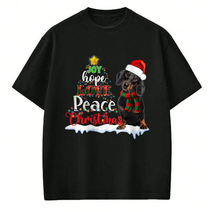 Dog Love Shirt, Dog Lover Gift T-Shirt/Hoodie/Sweatshirt HLT00 - Cute Dachshund Joy Hope Love Peace Christmas Xmas Wiener Dog T-Shirt