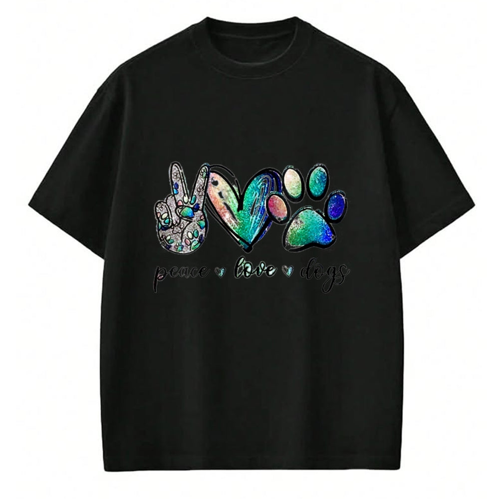 Dog Love Shirt, Dog Lover Gift T-Shirt/Hoodie/Sweatshirt HLT00 - Womens Peace love dogs V-Neck T-Shirt
