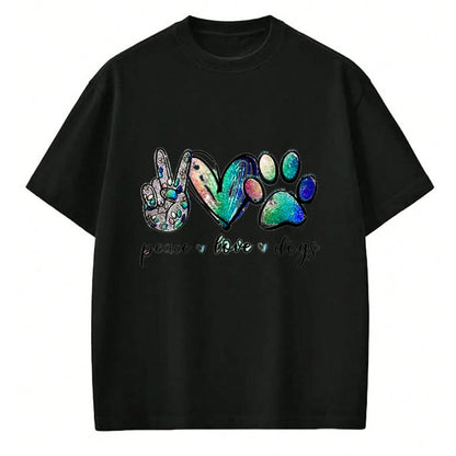 Dog Love Shirt, Dog Lover Gift T-Shirt/Hoodie/Sweatshirt HLT00 - Womens Peace love dogs V-Neck T-Shirt