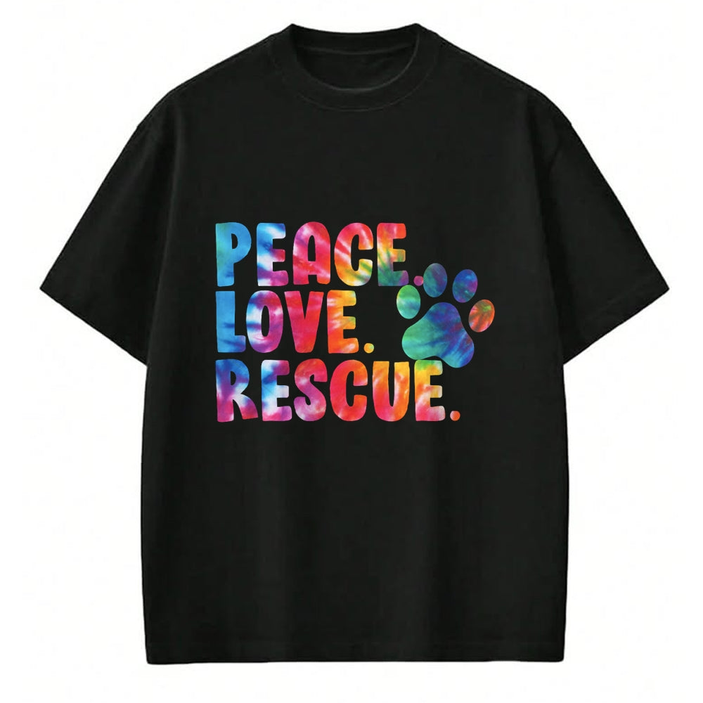 Dog Love Shirt, Dog Lover Gift T-Shirt/Hoodie/Sweatshirt HLT00 - Peace Love Rescue Dog Lover Parent Adopted Tie Dye T-Shirt