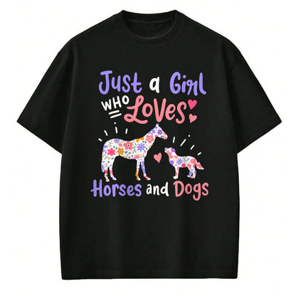 Dog Love Shirt, Dog Lover Gift T-Shirt/Hoodie/Sweatshirt HLT00 - Horse Dog Just A Girl Who Loves Horses And Dogs Gift T-Shirt