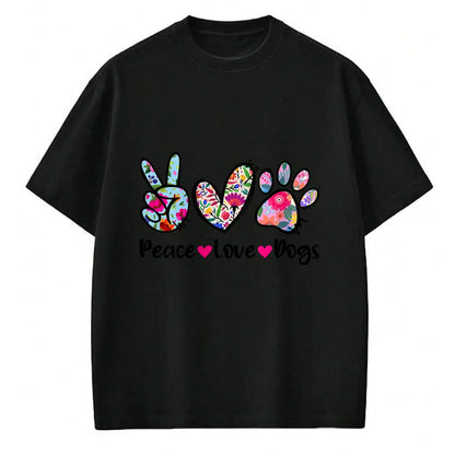 Dog Love Shirt, Dog Lover Gift T-Shirt/Hoodie/Sweatshirt HLT00 - Peace Love Dogs Floral Dog Paw Dog Mom Cute Mother_s Day T-Shirt