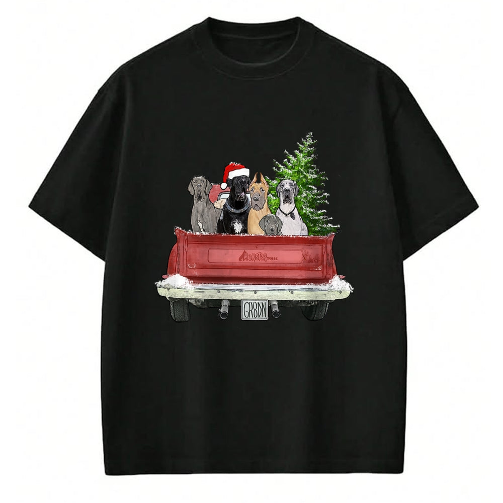 Dog Love Shirt, Dog Lover Gift T-Shirt/Hoodie/Sweatshirt HLT00 - Cute Great Dane Christmas Top, Dog Mom Owner Vintage Truck T-Shirt