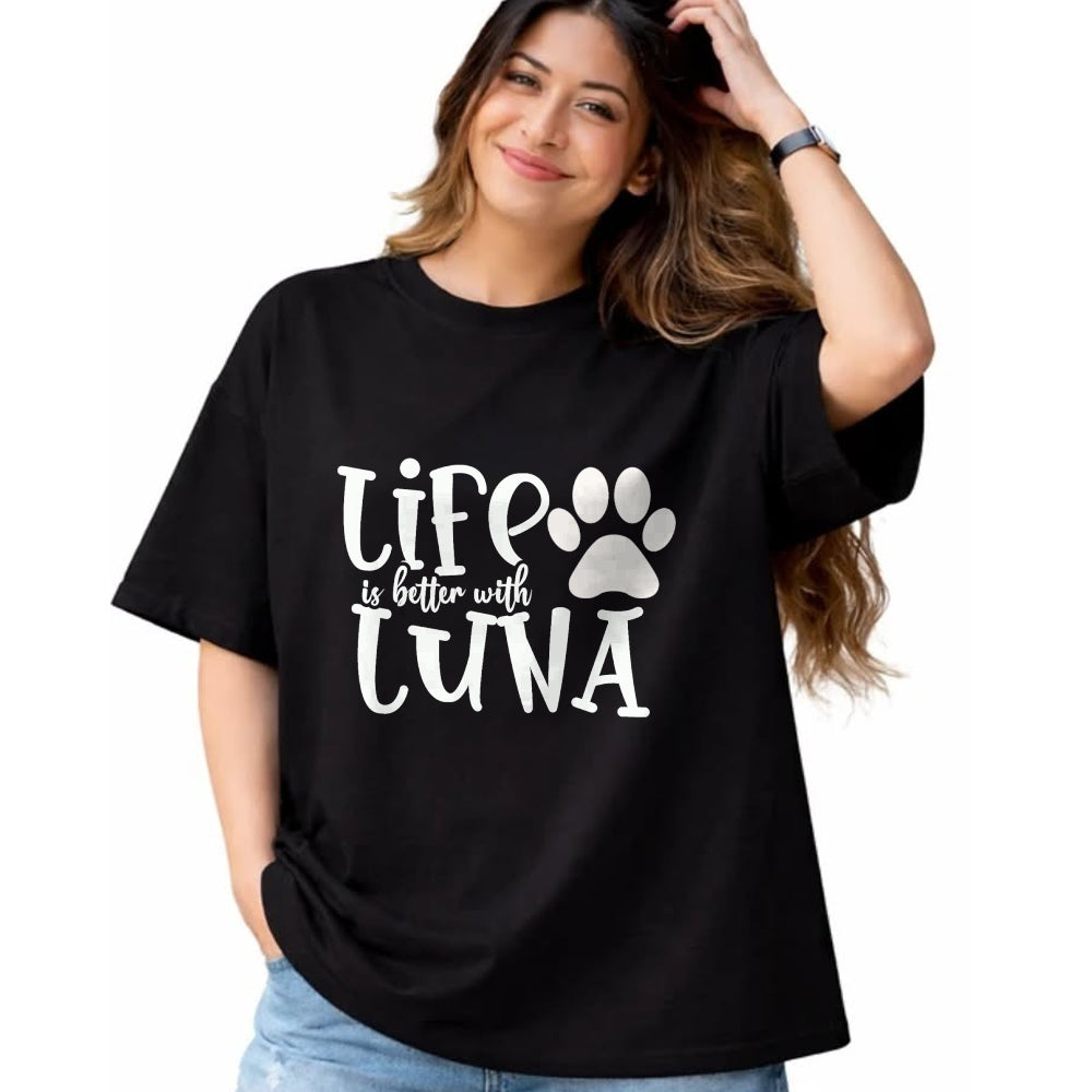 Dog Love Shirt, Dog Lover Gift T-Shirt/Hoodie/Sweatshirt HLT00 - Life Is Better With Luna Pet Dog Owner Christmas Gifts Mom T-Shirt