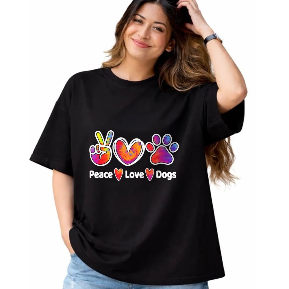 Dog Love Shirt, Dog Lover Gift T-Shirt/Hoodie/Sweatshirt HLT00 - Dog Lover Peace Love Dogs Funny Cute Puppy Paw Tie Dye T-Shirt